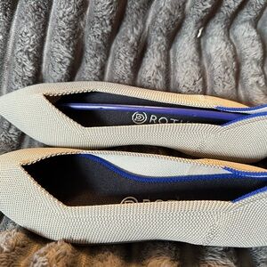 Rothy’s Pointed Toe Flats Size 10 Flax Birdseye Beige Washable Knit NIB
